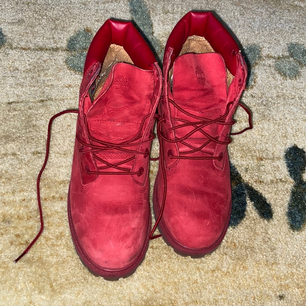 Used All red Timberland boots!